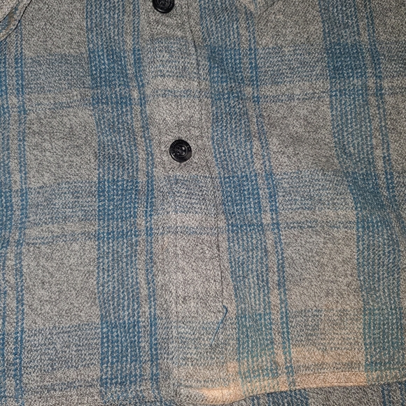 QuickSilver Modern Fit Mens Button Down Gray Plaid Long Sleeve Shirt Flannel - Picture 4 of 7